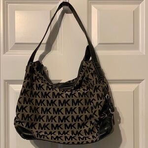 Michael Kors Black and Brown Hobo Bags with Signature Monogram